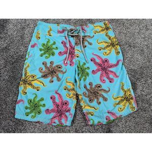 Vilebrequin Swim Trunks Mens Small Octopus Print Blue Rare Swim Shorts Beach VTG